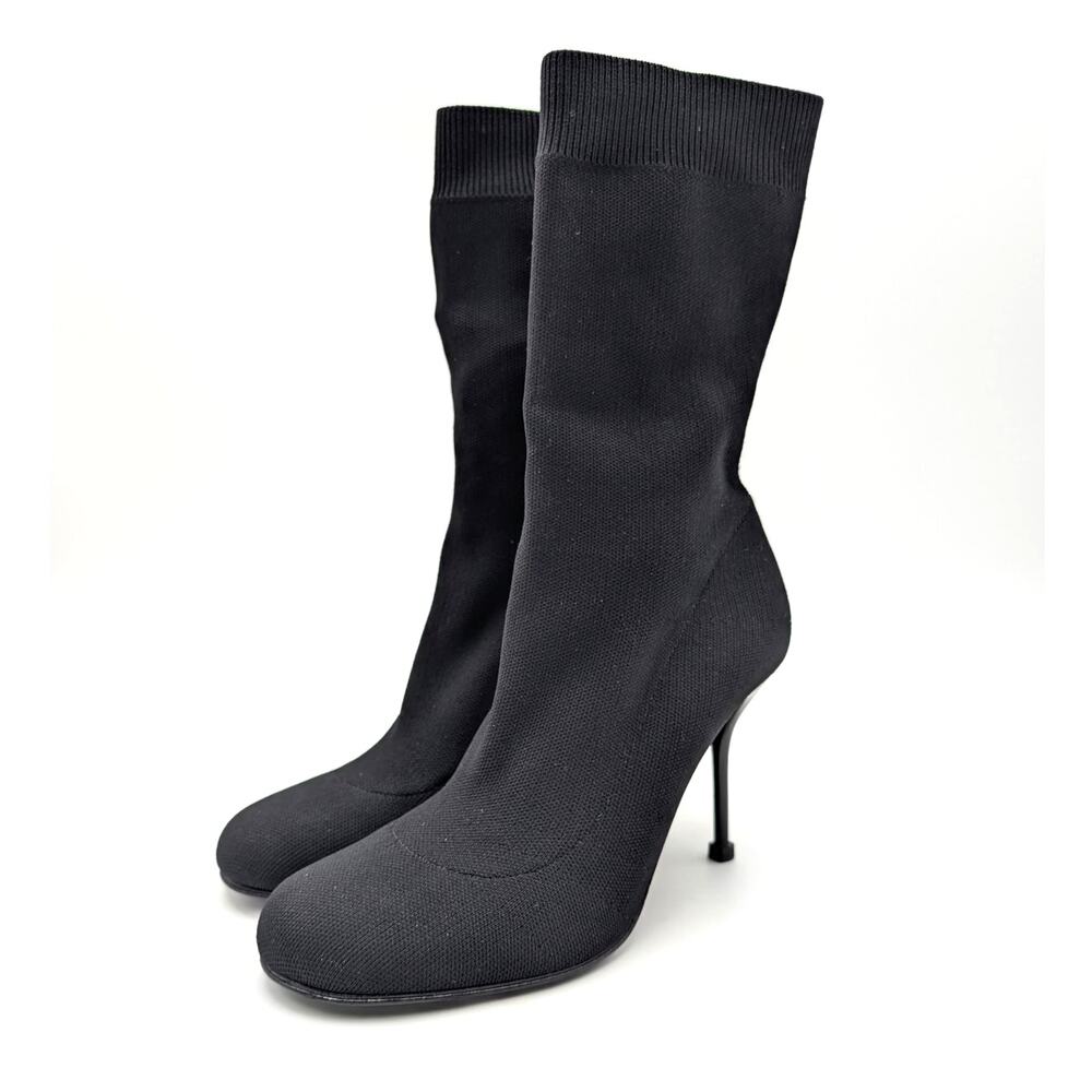 Alexander McQueen Knit Pin Heel Bootie Round Toe Women's Black Size US7 EU37.5